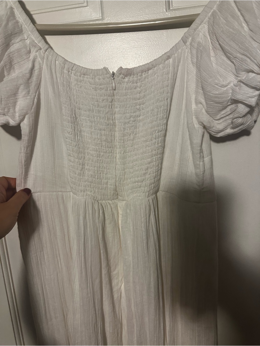 White Maxi Dress with Puff Sleeves - Picture 8 of 8